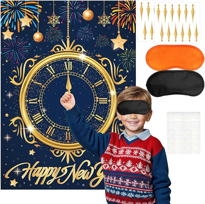 AUGSUN New Years Eve Games 2026 Happy New Year Activities New Years Clock Games 2026 NYE Party Favors Eve Party Supplies Gifts for Kids Girls Boys Adults Family