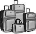 U.S. Traveler New Yorker Lightweight Expandable Rolling Luggage, Gray, 4-Piece Set