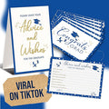 Graduation Advice Cards 2026-50 Pcs Well Wishes And Advice For The Graduate, Blue And Gold Graduation Decorations 2026, High School Grad Party Favors Supplies, College Grad Game Activities
