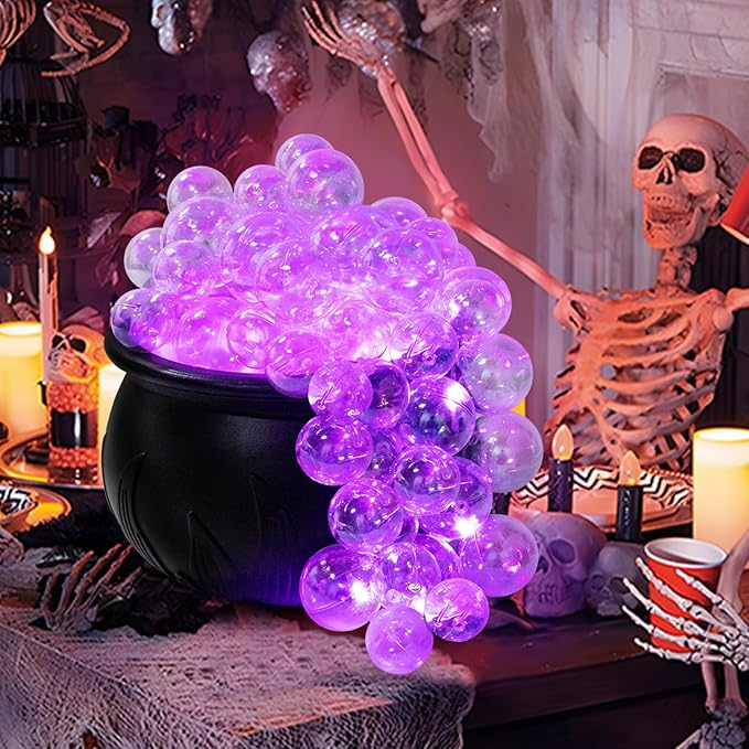 ORIENTAL CHERRY Halloween Decorations Indoor - DIY Bubbling Cauldron Set - Black Plastic Bowl Hocus Pocus Party Decoration - Spooky Vintage Decor for Home Kitchen Room Party Table