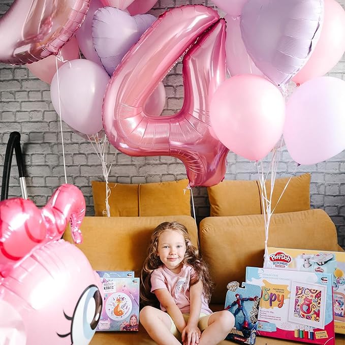 Biapian Pink 20 Balloon Number, 40 Inch Pearl Light Pink for Girls, Foil Digital Helium, Large 20th Birthday Balloons for Baby Shower Princess Party Decorations