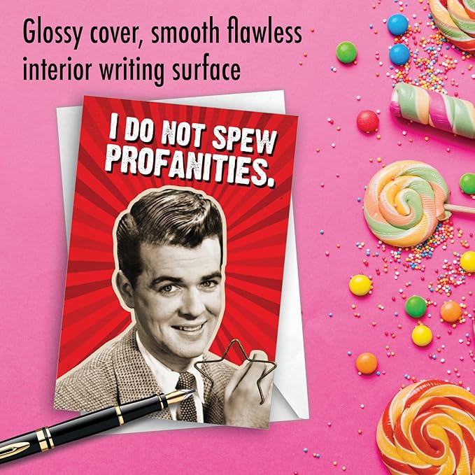 NobleWorks Funny Birthday Greeting Card For Men, Husband, Him, with 5 x 7 Inch Envelope (1 Card) Gentleman Spew Profanities C8139BDG