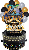 21st Birthday Cards 3D Popup Birthday Greeting Cards - Birthday Greeting Card for Girls and Boys, with Blank Note and Envelope Included (Black Gold)