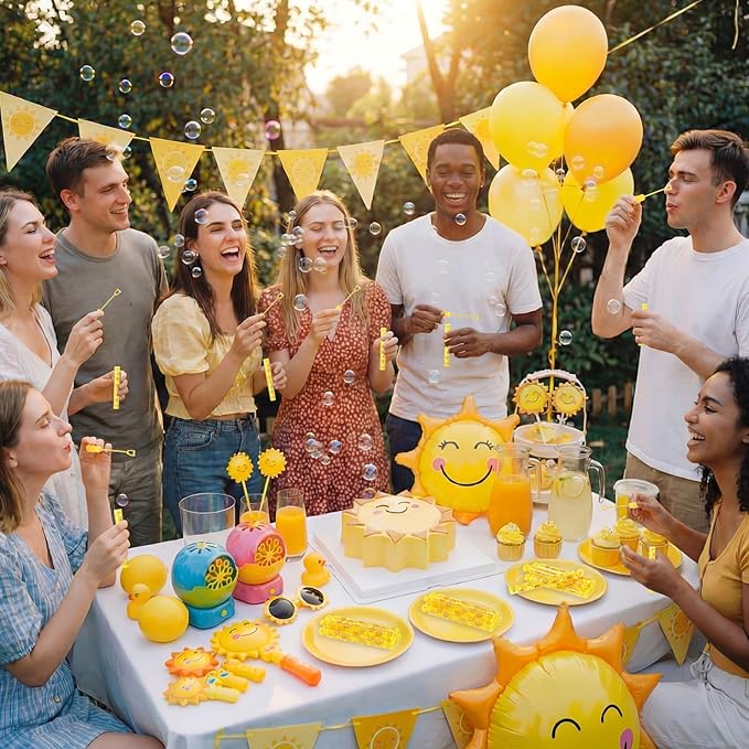 32 Pcs Summer Sunshine Bubble Wands Summer Bubble Wand Party Favors for Adult Pool Activity Birthday Party Goodie Bag Stuffers Gifts Wedding Supplies