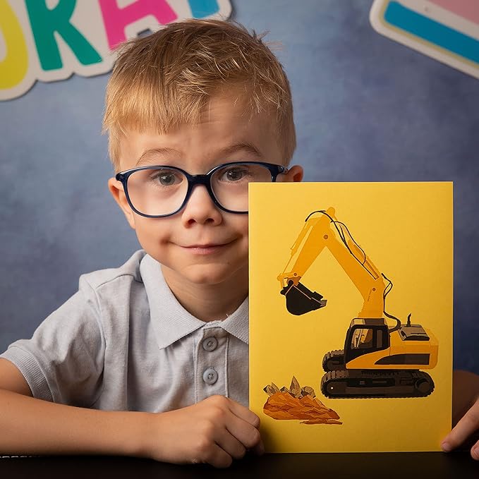 Digger Pop Up Card by DEVINE Popup Cards w/envelope (8"x6") | 3D Birthday Card for Boys Kids Grandson | Pop Up Greeting Cards | 3D Cards All Occasion Funny Excavator