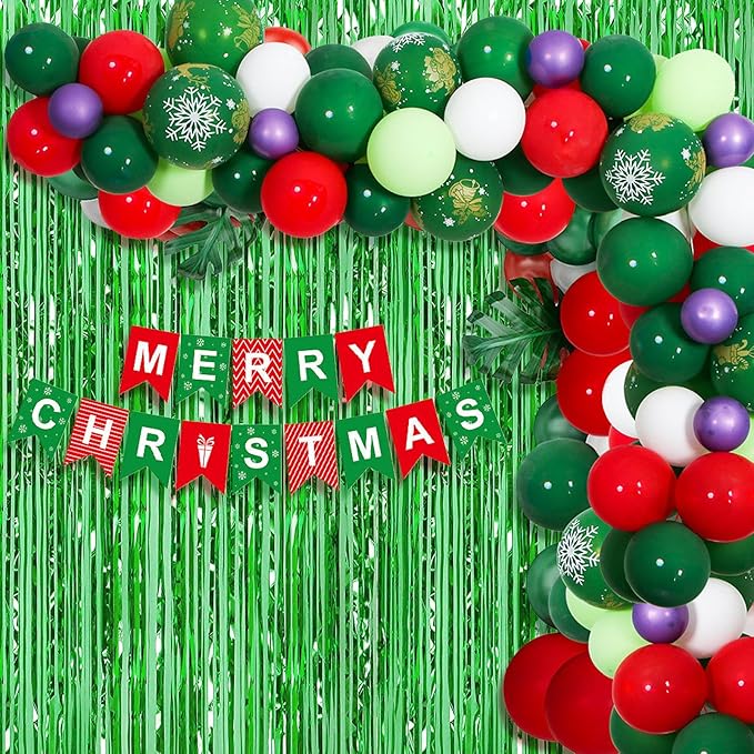 12 Pack Green Foil Curtain Backdrop 3.2ft x 6.6ft Metallic Tinsel Fringe Backdrop Curtains Streamer Photo Booth Backdrop for Birthday Engagement Bachelorette Christmas Holiday Party Decorations