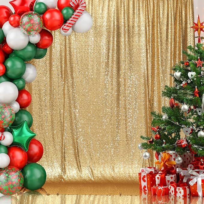 Juya Delight 6ft x 8ft Gold Sequin Backdrop Curtain Glitter Photo Booth Backdrops for Party Wedding Photography Decorations