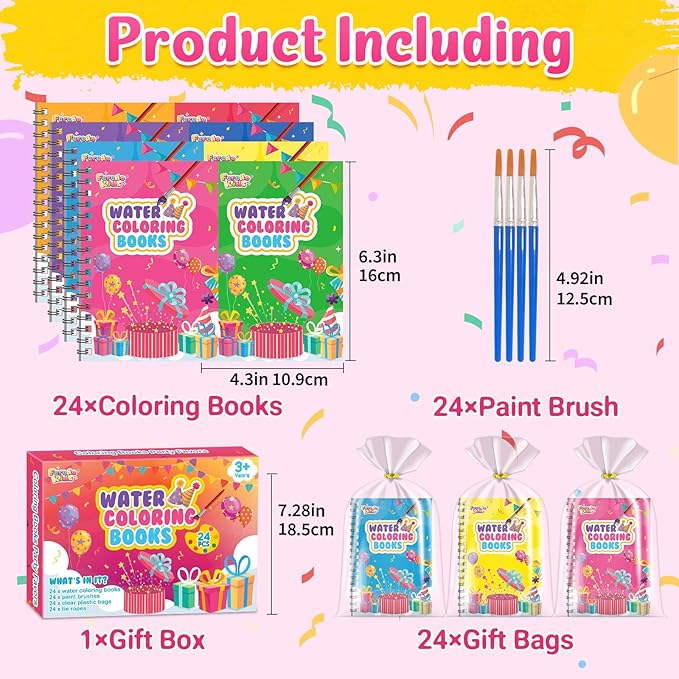 FEREDO KIDS Coloring Books Party Favors for Kids - 24 Pack Mini Water Coloring Books Paint Sets for Kids, Goodie Bags Stuffers Students Classroom Gifts Bulk, Easter Basket Stuffers Bulk