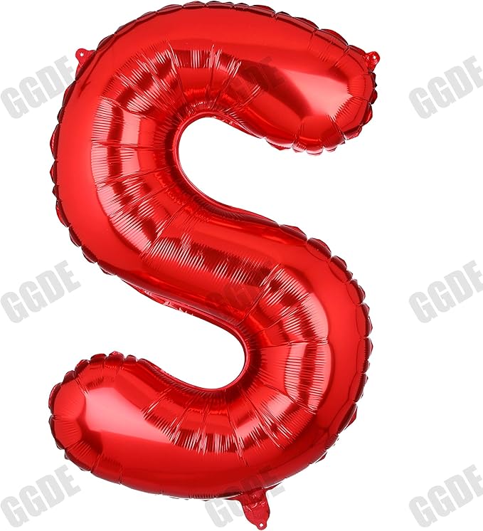 40 Inch Big Red Letter Balloons Foil Mylar Wedding Bachelorette Wedding Birthday Bridal Shower Anniversary Celebration Graduation Party Decoration Alphabet S (A-Z)