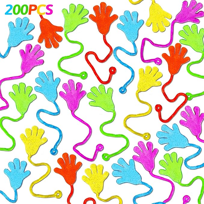 200PCS Glitter Sticky Hands Party Favors for Kids 4-8 8-12 Birthday Supplies Easter Egg Fillers Goodie Bag Stuffers Classroom Treasure Box Toys Carnival Prizes Mini Bulk Treat Trinkets Pinata Stuff