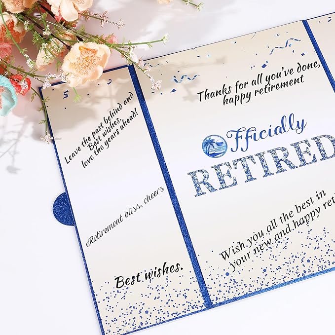 Blue Silver Retirement Party Decorations Large retirement Card Signing Guest Book Creative retirement Card for Men Women