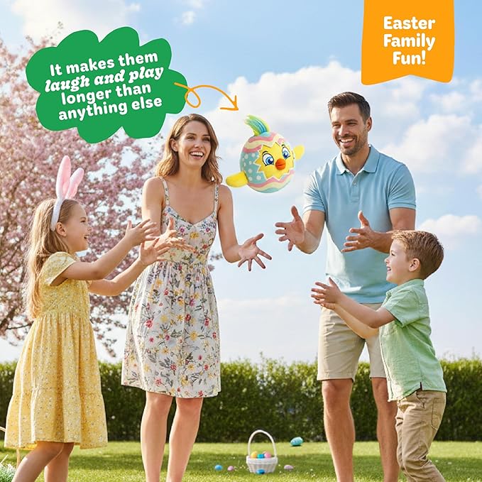 Move2Play, Easter Egg Toss Kids Game | Easter Basket Stuffer & Gift for Kids Ages 3-8+ | Hilarious Indoor/Outdoor Game | Fun Easter Toy for Toddlers, Boys & Girls