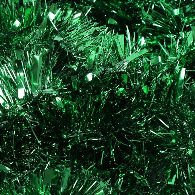 DECORA Green Tinsel Garland for Christmas Tree Decorations St. Patricks Day Wedding Birthday Party Supplies 33 FEET