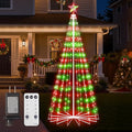 Christmas Cone Tree Light, 7ft 295 LED Light Show Christmas Tree with 8 Modes Timer Remote, Dimmable Artificial Christmas Tree for Porch Yard Patio Indoor Outdoor Xmas Holiday Decor, Red & Green