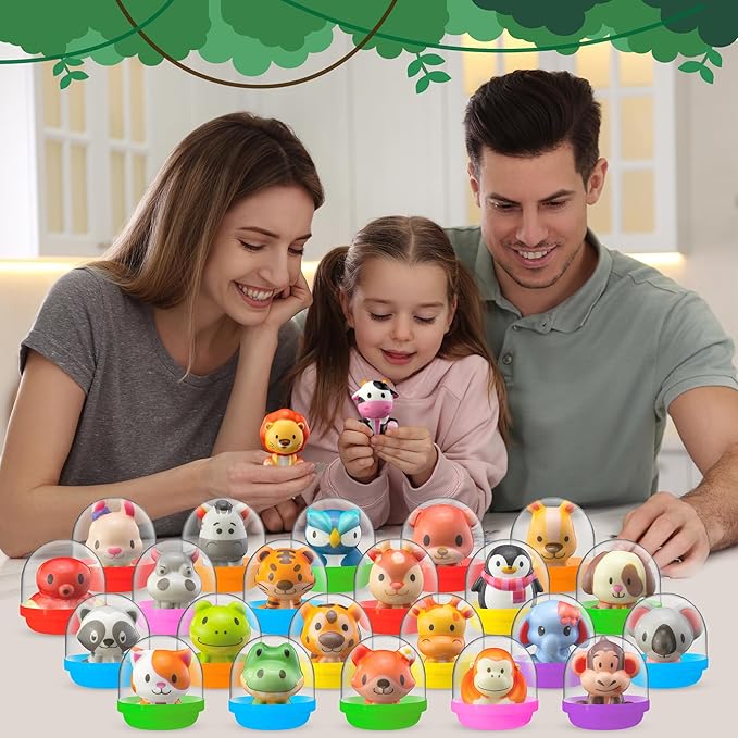 Party Favors for Kids 24PCS Safari Animal Squishy Toys,Goodie Bag Stuffers, Pinata Stuffers,Birthday Gifts for Boys & Girls,Treasure Chest Prizes,Classroom Prizes for Kids(