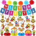 Mexican Fiesta Party Decorations Set - 27 PCS Let's Fiesta Banner, Colorful Paper Pom Poms, Hanging Swirls & Table Centerpieces - Perfect for Cinco de Mayo, Taco Tuesday, Birthday & Graduation