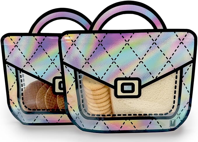 20 Pack Gift Bags for Kids Birthday Party Supplies - Bulk Goodie Bag for Candy, Snacks, or Favors with Resealable Ziplock Seal (Holographic/Large)