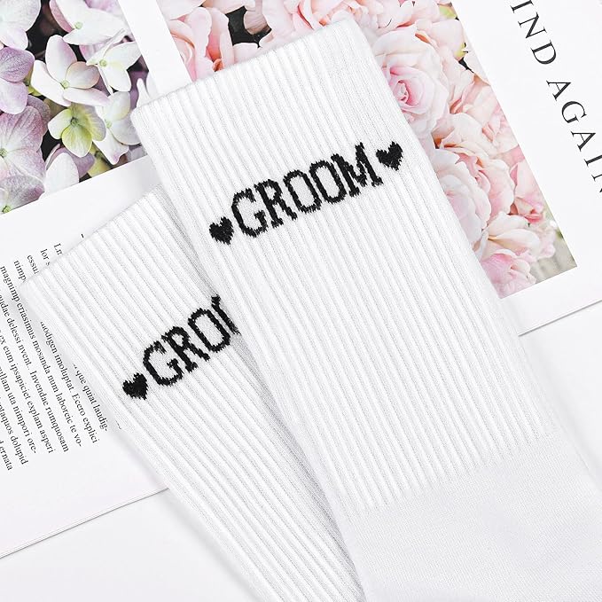 Etercycle Groom Socks, Bachelor Party Sock Groomsmen Gifts, Black Soft Cotton Groomie Wedding Socks For Engagement Party Favors Groom Bridal Shower Gifts Bachelorette Decorations