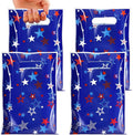 MASHAN 50 Pieces 4th of July Goodie Bags Bulk, Patriotic Gift Bags,Plastic Treat Gift Handles Bag with Red White Blue Star for Independence Day Memorial Day Veterans Day Decorations Party Supplies