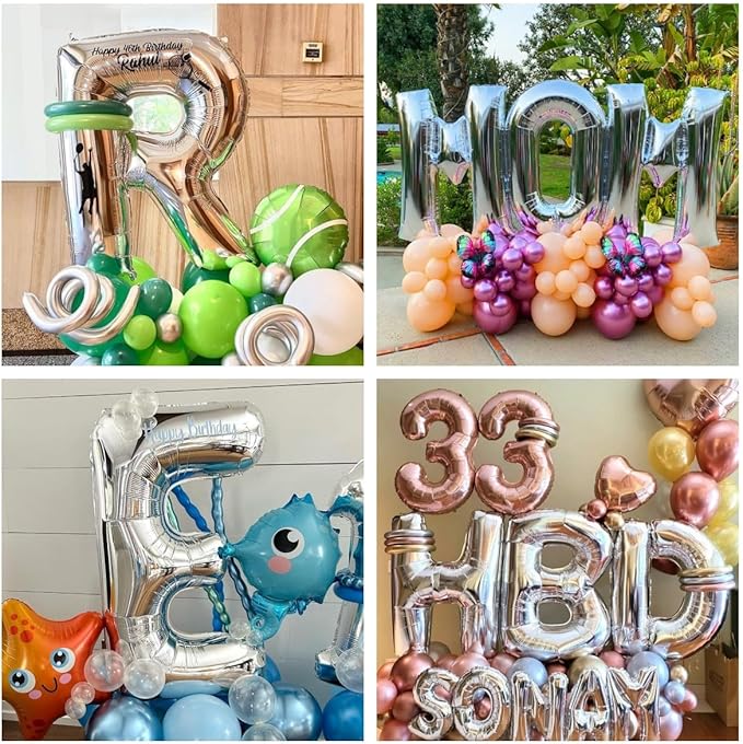Silver Letter D Balloons 40 inch Large Alphabet D Balloons Silver Helium Foil Letter Balloon Banner for Birthday Party Anniversary Wedding Decoration