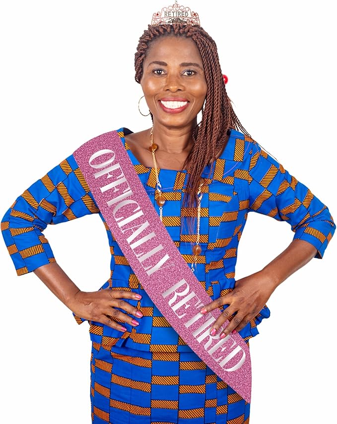 2025 Retirement Tiara & Sash - Officially Retired Sash & Crown for Parties, Events, Gifts, Favors, and Decorations (2025 Pink)