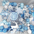 Snowflake Balloon Garland Arch Kit Winter Snowflake Balloons with Silver Blue White Snow Confetti Latex Balloon for Winter Wonderland Christmas Baby Shower Princess Birthday Party Decor