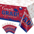 6 Pack Graduation Tablecloth Party Decorations, Class of 2026 Congrats Grad Plastic Tablecover Party Supplies, Red and Blue Rectangle Graduation Table Decor for College High School Party, 54 x 108Inch