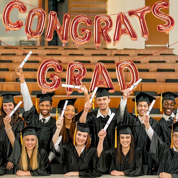 KALOR 16 Inch Orange Congrats Grad Banner Balloons, Orange Congrats Grad Letters Sign, Graduation Decorations 2026 for Graduation Party Decorations 2026