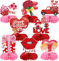 JULMELON Valentines Table Decorations Honeycomb Centerpiece, 8pcs Valentines Day Centerpieces for Tables 3D Valentines Day Table Decor Heart Table Toppers for Valentines Party Decorations