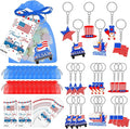 250 Years Anniversary American Independence Day Gifts for Boy 4th of July Keychain Gift Set Gift Tags USA Organza Bags for Fourth of July Key Chain Classroom Reward National Day Gifts
