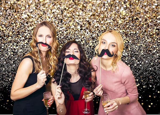 CYLYH 10X10ft Glitter Backdrop Golden Spots Backdrop Vintage Astract Glitter Background Wedding Adult Baby Children Party Decor D417,Gold