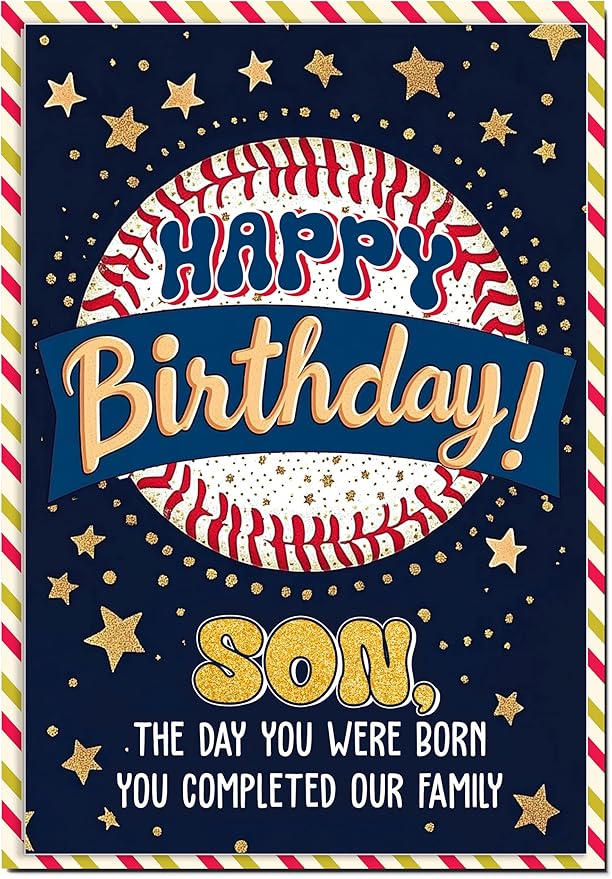 Birthday Card for Son, Son Birthday Card with Seal and Envelope, Sons Cards from Mom, Dad, Parents