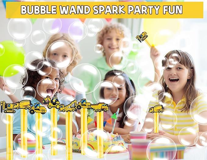 24Pcs Construction Bubble Wands for Kids Construction Party Supplies Favors Decorations, Pinata Goodie Bag Stuffers & Classroom Prizes