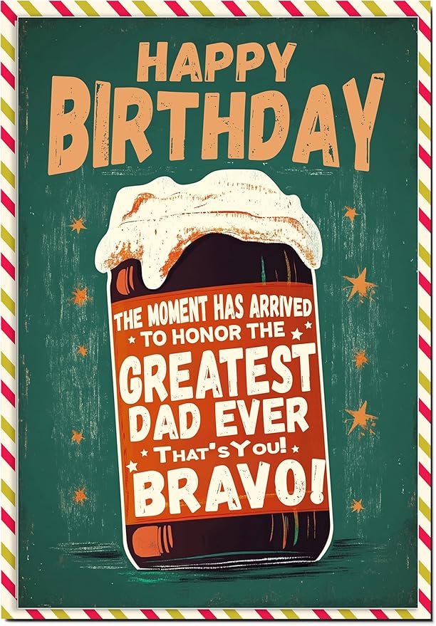 Dad Birthday Card, Birthday Card for Dad with Seal and Envelope, Father Cards from Daughter, Son
