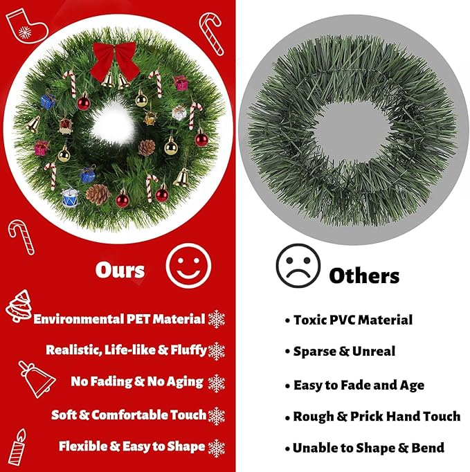 5 Pack 250FT Christmas Green Garland Flower for Christmas and Non-Lit Soft Holiday Decor for Outdoor Indoor Artificial Twist Greenery Garland Home Artificial Wedding Party Decoration