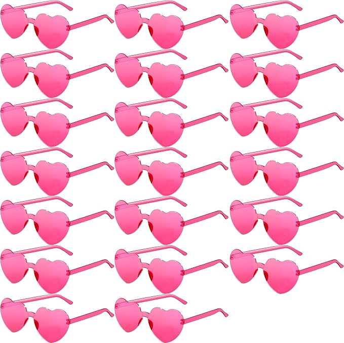2/4/8/12/20 Pairs Heart Shaped Sunglasses Transparent Heart Glasses Rimless Trendy Eyewear for Valentines Party Favor
