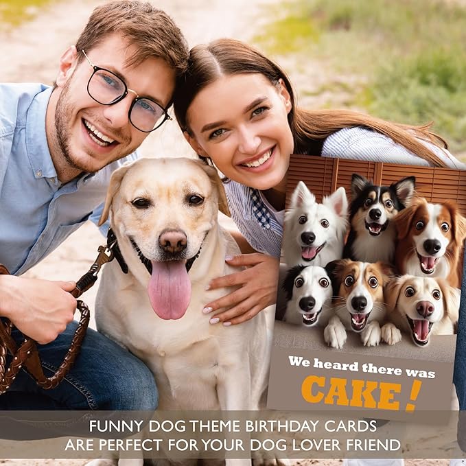 Gooji 5x7 Dogs Birthday Cards Bulk 10 Pack, Funny Humorous Cute Cards for Wife Husband Teenage Young Boy Girl Men Women Adult, Corgi Chihuahua Bulldog Pawthers Golden