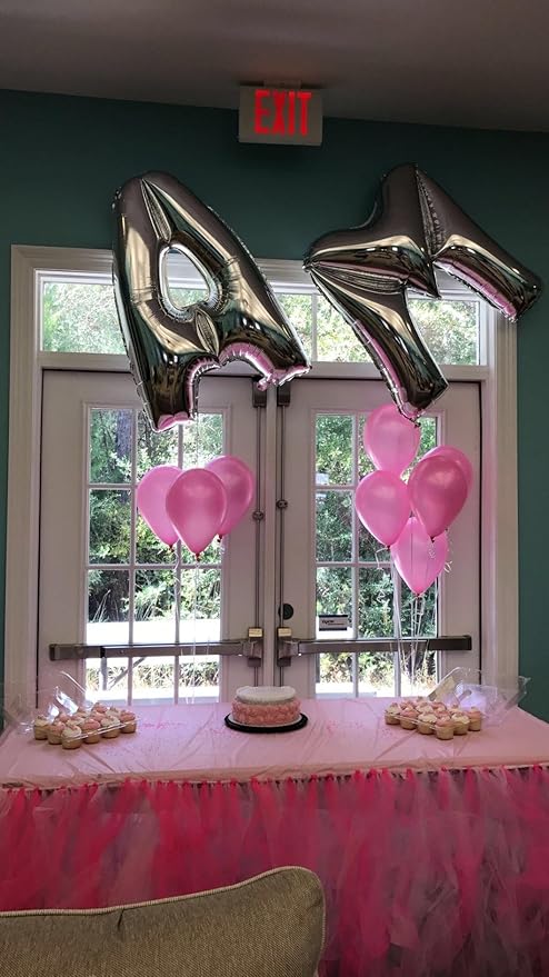 Glanzzeit 16 Inch Silver Foil Balloons Letters A to Z Numbers 0 to 9 for Prom Wedding Birthday Party Decor (Letter A)