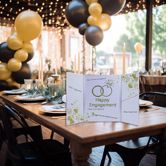 Engagement Party Decorations, Happy Engagement Guest Book Alternative, Large Engagement Card Engagement Gifts for Couple, Engagement Signature Book Engagement Decorations Party Supplies (White)