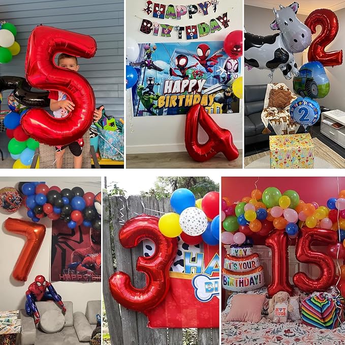 Smlpuame 40 inch Number Balloon 0-9 Red Large Number 6 Balloons for 6th Birthday Party Celebration Decorations Supplies