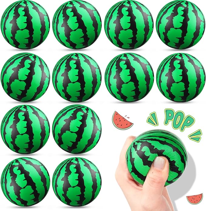 Zhanmai 36 Pack Watermelon Stress Balls Party Favors 2.5 Inch Sensory Fidget Toy Mini Watermelon Foam Balls One in a Melon Party Decorations Summer Pool Toys for Children Adults Stress Relief Gifts