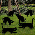 Ivenf Halloween Decorations Outdoor, 6ct Black Cat Decor Yard Signs with Stakes, Scary Silhouette with Glow in Dark Eyes, Corrugated Plastic, Waterproof Lawn Decorations for Kids Family Home Party