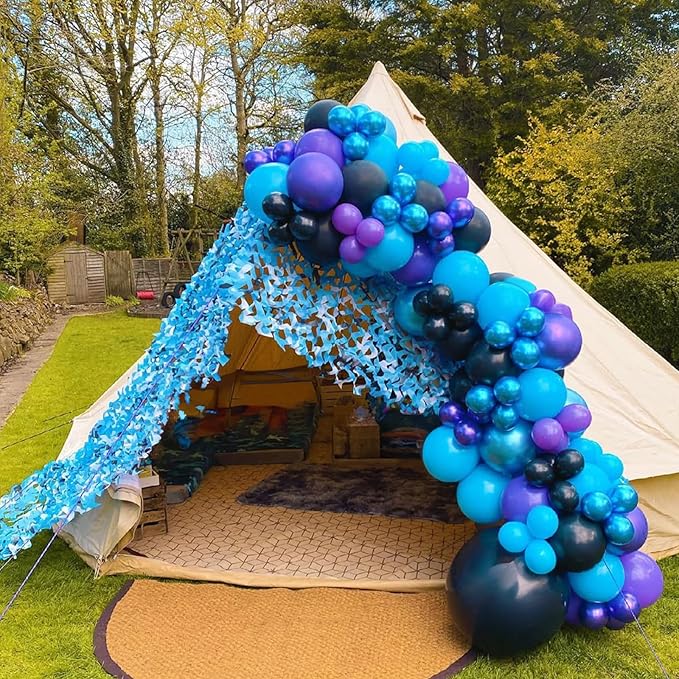 Black Purple Blue Balloons Garland Arch Kit, Metallic Blue Purple Teal Black Balloons Arch Kit, Metallic Balloon for Kids Boys Man Video Game Birthday Party Baby Shower Graduation Decorations