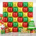 NISOCY 36PCS Red Green Gold Square Foil Balloons Wall Backdrop Double Sided Red Green Gold Balloons Arch Kit for Birthday Christmas New Year’s Graduation Anniversary Wedding Party Decorations