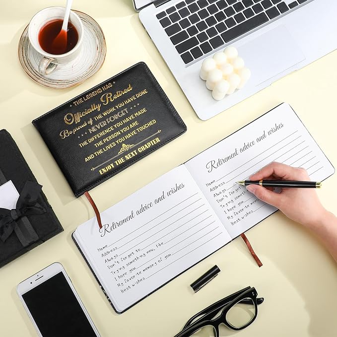 Ctosree Retirement Guest Book with Signature Pen Retirement Party Gift Supplies for Women Men Office Colleague Advice and Wishes Decorations(Thanks)