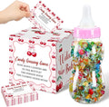 Glenmal 52 Pcs Cherry Baby Shower Games Gift Sets Large Baby Bottle for Shower Game Guess How Many Candies Decorations for Gender Reveal
