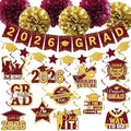 Maroon Graduation Decorations 2026, 2026 Grad Banner and Congrats Grad Hanging Swirls, Maroon and Gold Graduation Banner Graduations Hanging Swirls College Graduations Party Decorations Class of 2026