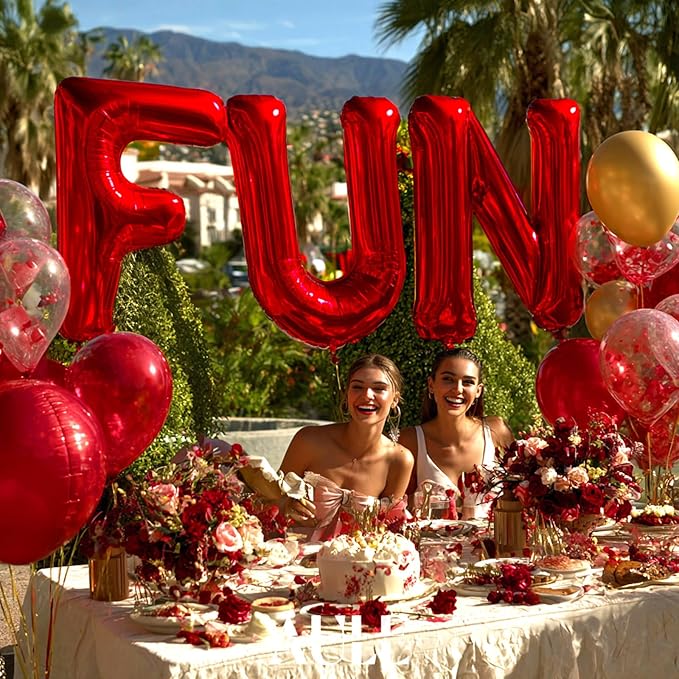 AULE red Letter Balloons D 40Inch Large Giant big Foil Mylar red D Balloon for Birthday Aniversary Party Decorations