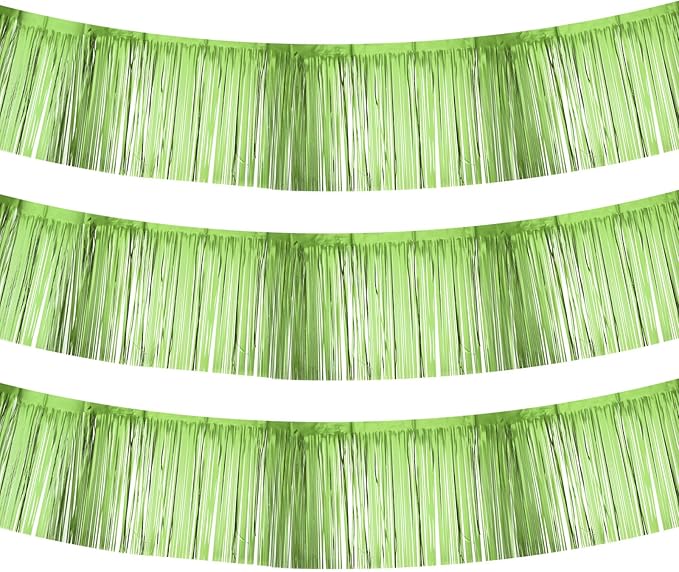 PATIKIL Foil Fringe Garland 10 Feet, 3 Pack Metallic Tinsel Streamers Fringe Banner Wall Hanging Curtain Backdrop for Wedding Birthday Christmas New Year Party Decoration, Light Green