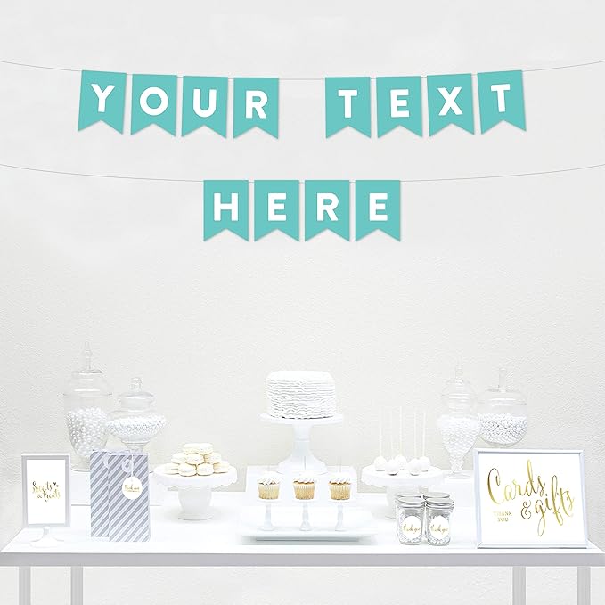 Andaz Press Fully Personalized Collection, Pennant Bunting Banner with String, 8-Feet, 1-Set, Custom Text or Logo